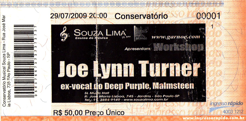 joe lynn turner - sao paulo ticket 2009
